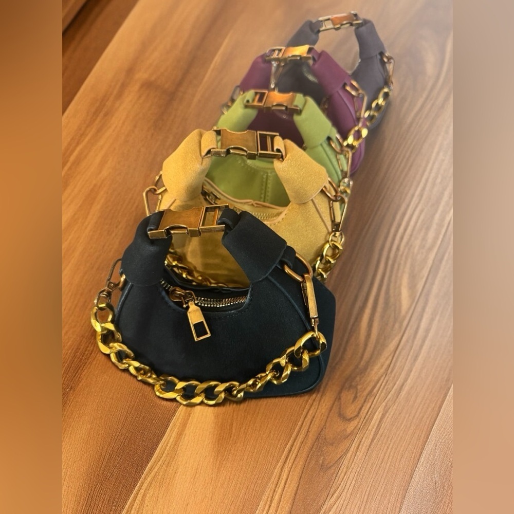 CHOCOLATE BROWN Mini Bag with Chunky Chain - Picture 4 of 7